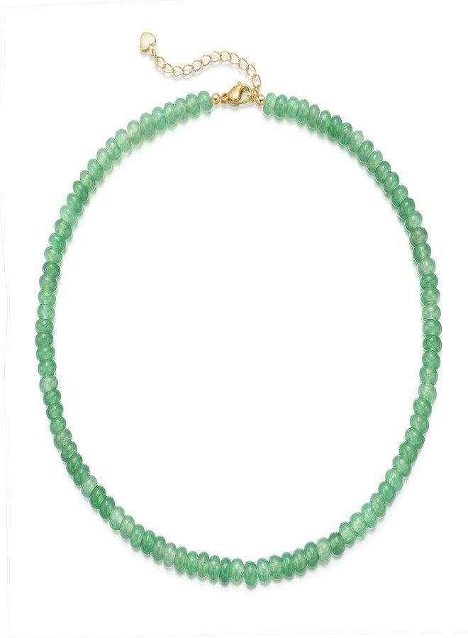 chorfla Beaded Gemstone Necklaces for Women, Bohemian Colored Choker Natural Stone Bead Decoration Summer Beach Handmade Jewelry Necklace, One size fits all, Gold Plated, natural - Image 1