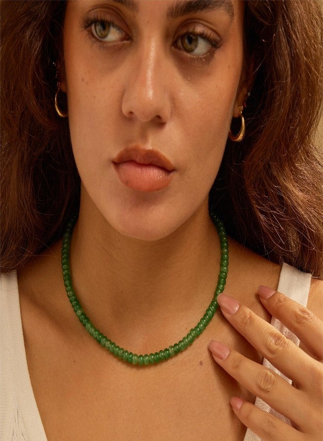 chorfla Beaded Gemstone Necklaces for Women, Bohemian Colored Choker Natural Stone Bead Decoration Summer Beach Handmade Jewelry Necklace, One size fits all, Gold Plated, natural - Image 4