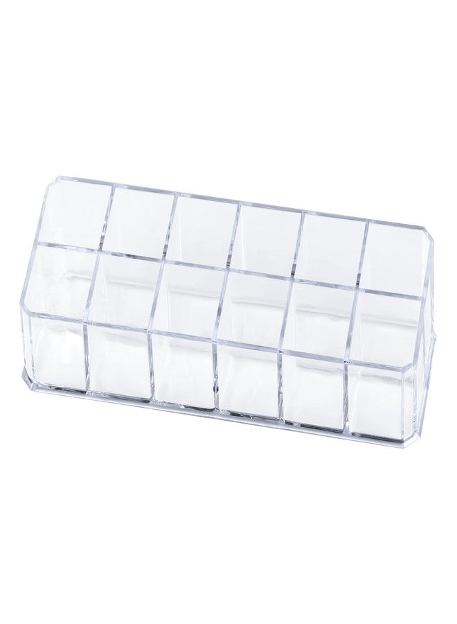 Teqooza 12-Slot Acrylic Lipstick Organizer Case, Transparent Clear Cosmetic Makeup Organizer Display Rack Holder for Lipstick Brushes Bottles Storage, 1 Pack - Image 1