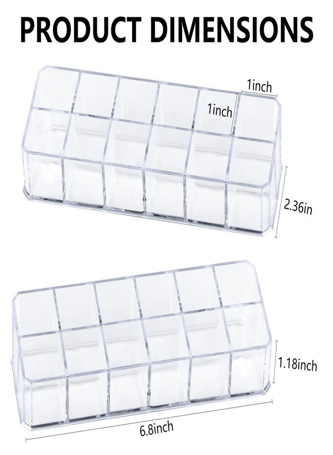 Teqooza 12-Slot Acrylic Lipstick Organizer Case, Transparent Clear Cosmetic Makeup Organizer Display Rack Holder for Lipstick Brushes Bottles Storage, 1 Pack - Image 2