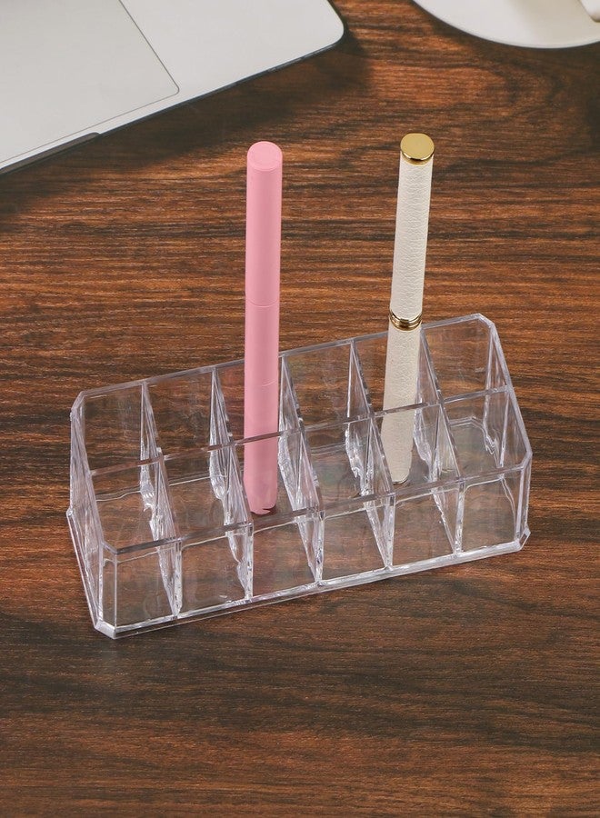 Teqooza 12-Slot Acrylic Lipstick Organizer Case, Transparent Clear Cosmetic Makeup Organizer Display Rack Holder for Lipstick Brushes Bottles Storage, 1 Pack - Image 3