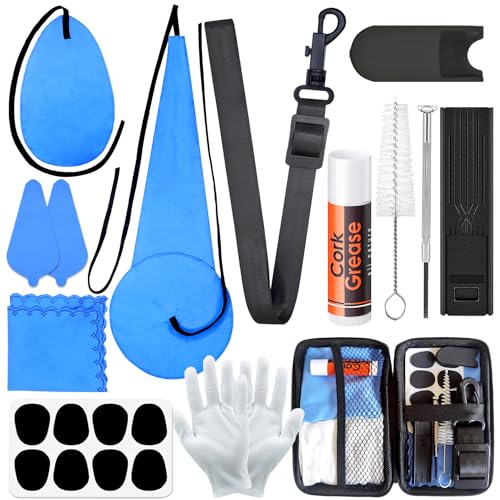 Mereido Saxophone Sax Cleaning kit with CaseCork GreaseSwabCleaning Cloth and More Workable for Wind Woodwind Struments Clarinet Flute Cleaner Maintenance Kit - Image 1
