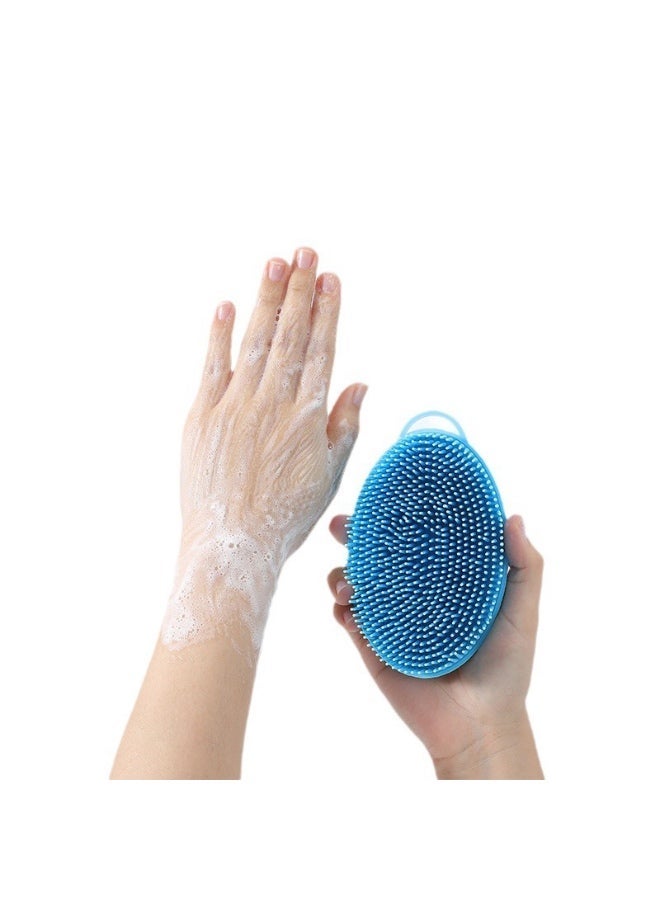 Silicone brush for cleaning and exfoliating the body and head massage 2 in 1 - Blue - Image 2