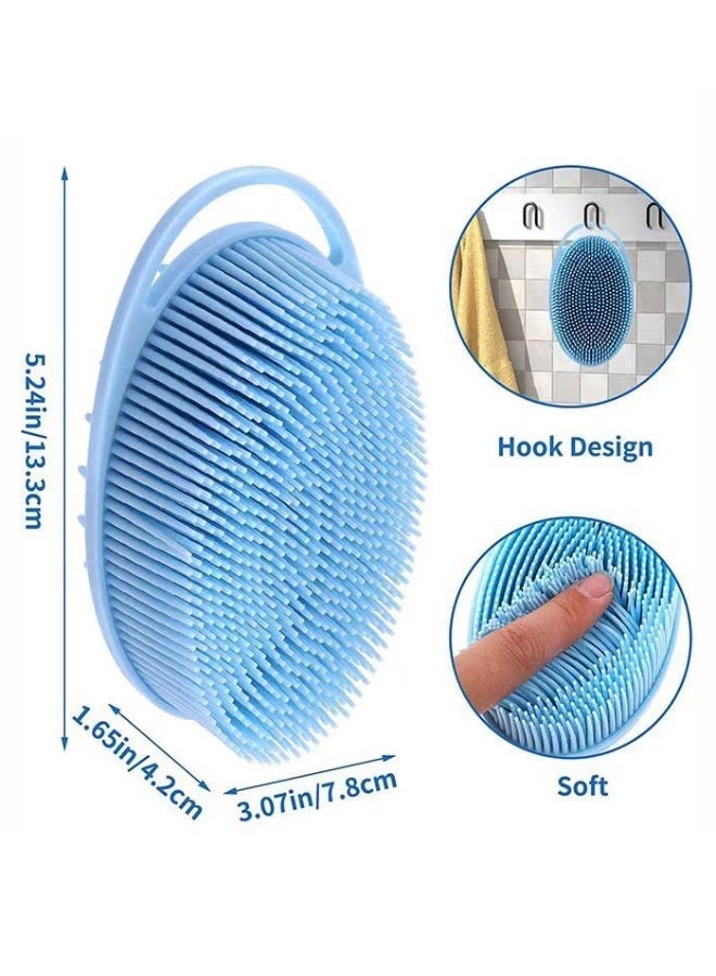 Silicone brush for cleaning and exfoliating the body and head massage 2 in 1 - Blue - Image 3