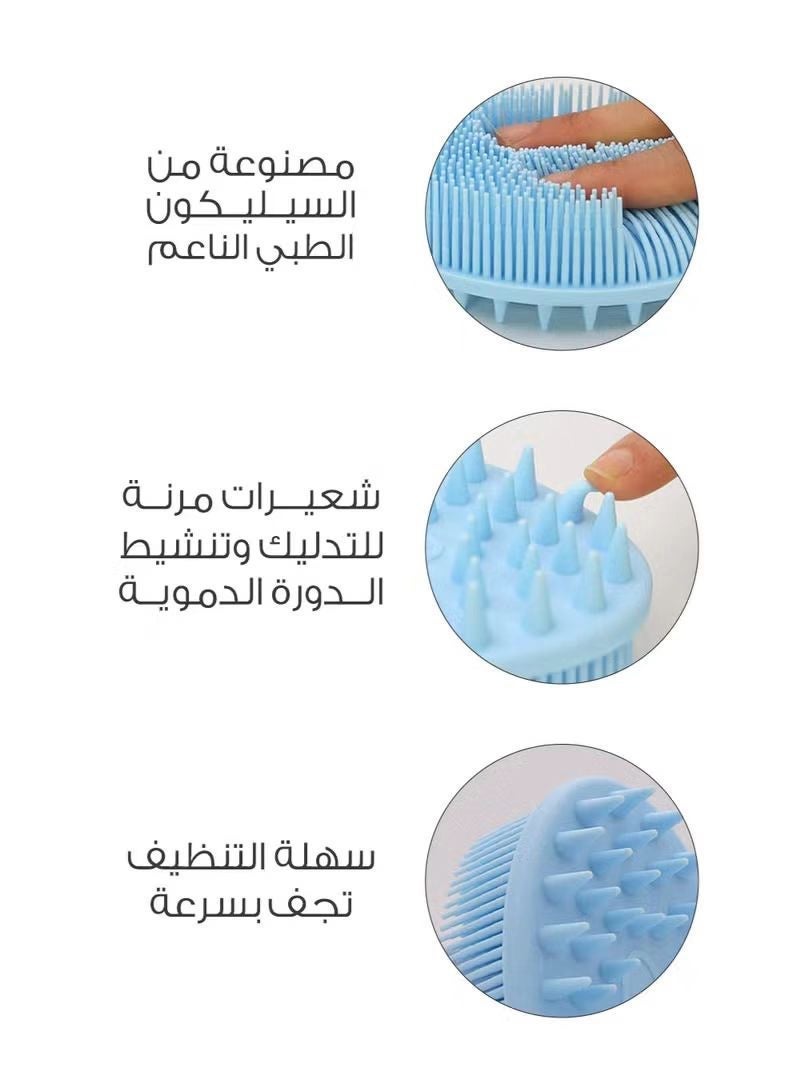 Silicone brush for cleaning and exfoliating the body and head massage 2 in 1 - Blue - Image 5