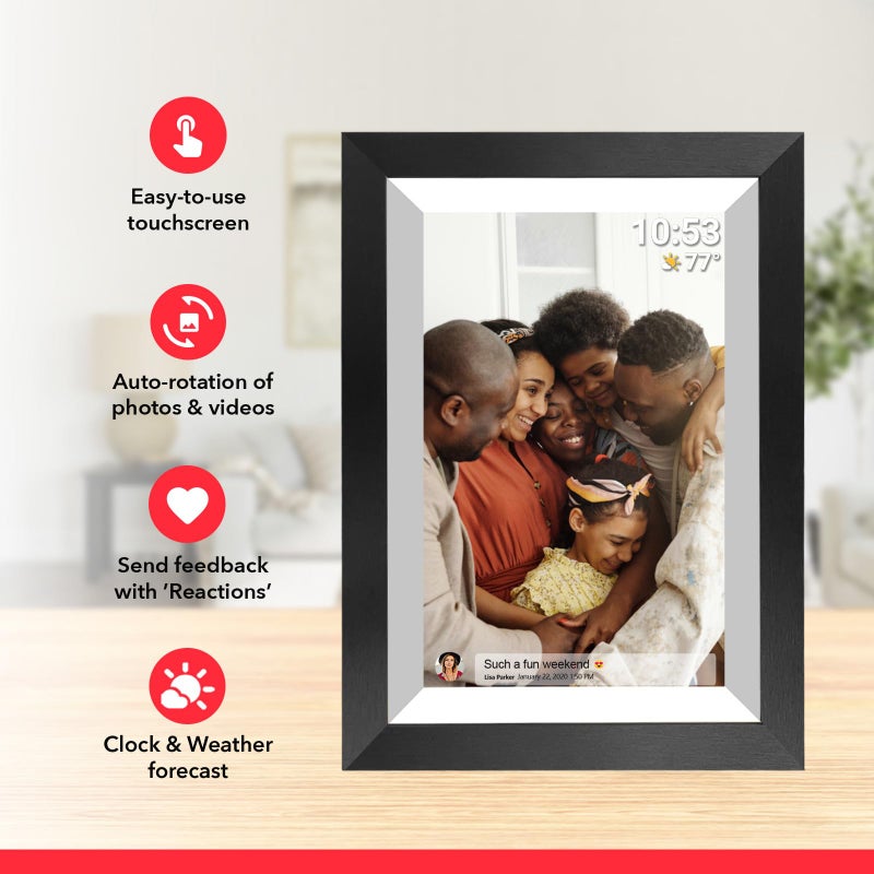 akimart 32GB FRAMEO 10.1 Inch Smart WiFi Digital Photo Frame 1280x800 IPS LCD Touch Screen, Auto-Rotate Portrait and Landscape, Built in 32GB Memory, Share Moments Instantly via Frameo App from Anywhere - Image 5