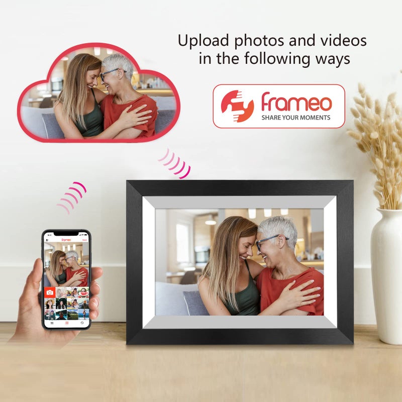 akimart 32GB FRAMEO 10.1 Inch Smart WiFi Digital Photo Frame 1280x800 IPS LCD Touch Screen, Auto-Rotate Portrait and Landscape, Built in 32GB Memory, Share Moments Instantly via Frameo App from Anywhere - Image 2