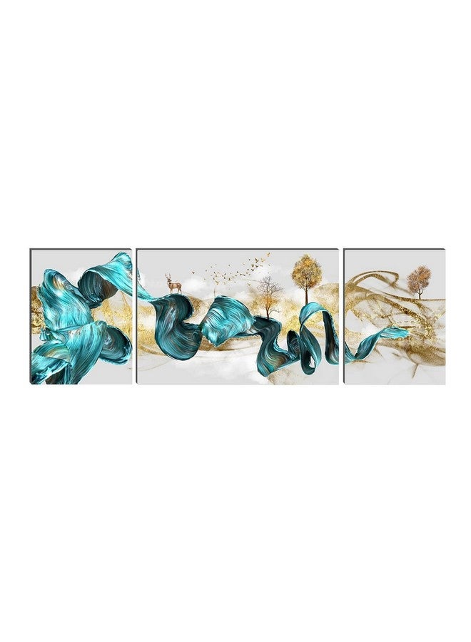 Masstone Wall Painting for Living Room | Home Decor Wall Painting | Wall Painting With Frame | Abstract Painting for Wall Decoration | MDF Framed Self Adhesive | Set of 3 | (91x30 Cm) - Image 1
