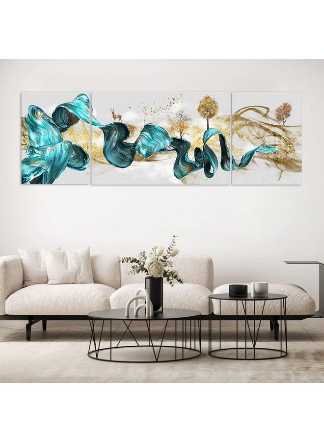 Masstone Wall Painting for Living Room | Home Decor Wall Painting | Wall Painting With Frame | Abstract Painting for Wall Decoration | MDF Framed Self Adhesive | Set of 3 | (91x30 Cm) - Image 5