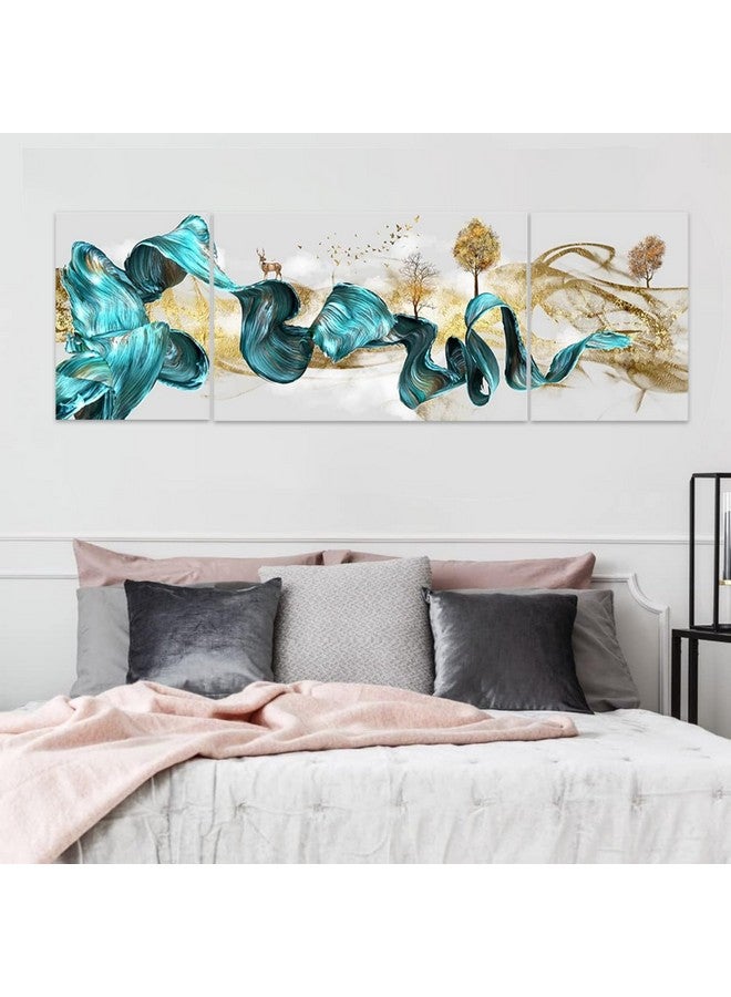 Masstone Wall Painting for Living Room | Home Decor Wall Painting | Wall Painting With Frame | Abstract Painting for Wall Decoration | MDF Framed Self Adhesive | Set of 3 | (91x30 Cm) - Image 3