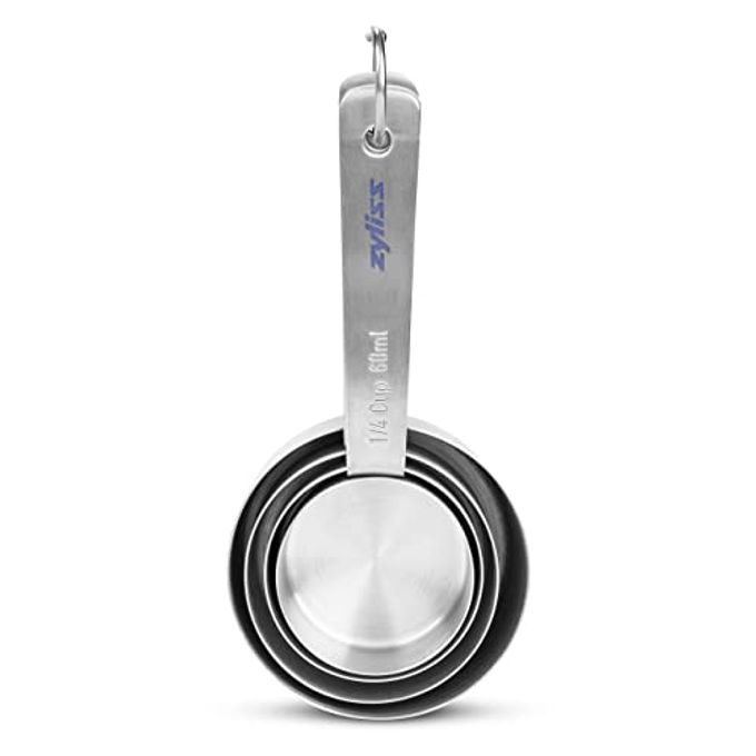 Zyliss Premium Stainless Steel Measuring Cups - Stainless Steel Measuring Cup Set - Dry Ingredient Nesting Measuring Cups - Premium Bakeware & Kitchen Tools - 4 Piece