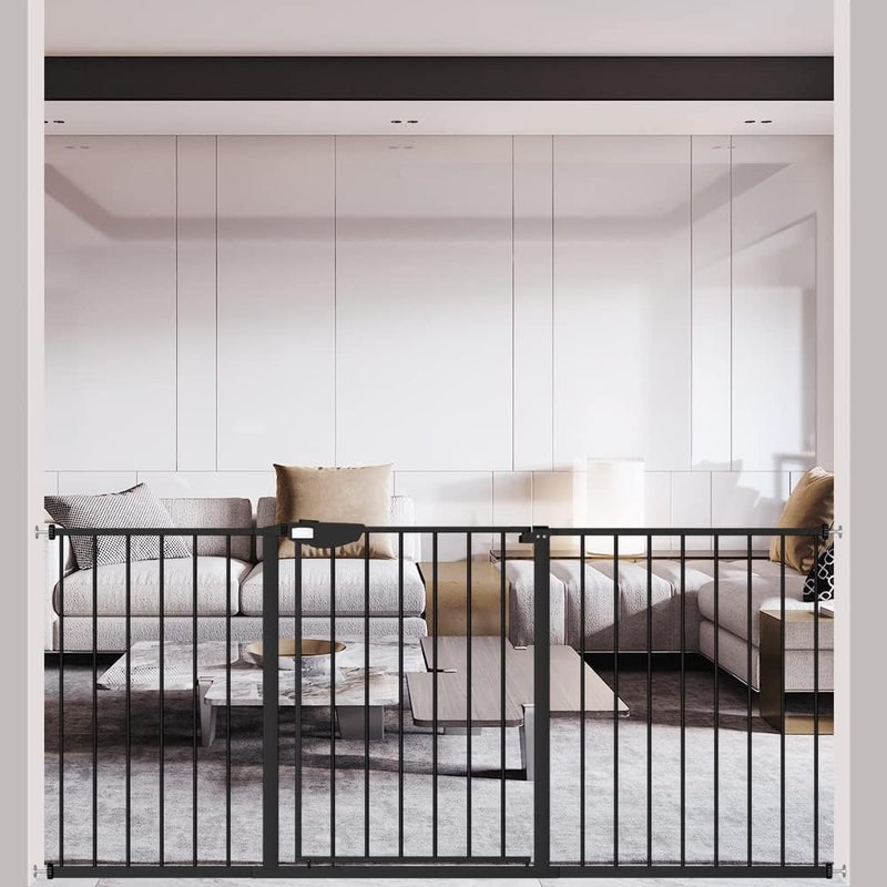 DEARBB Triple Lock Baby Gate for Stairs Doorways and House 31 to 86 Extra Wide Pressure Mounted Easy Walk Through Auto Close Safety Pet Gate Black 49216732