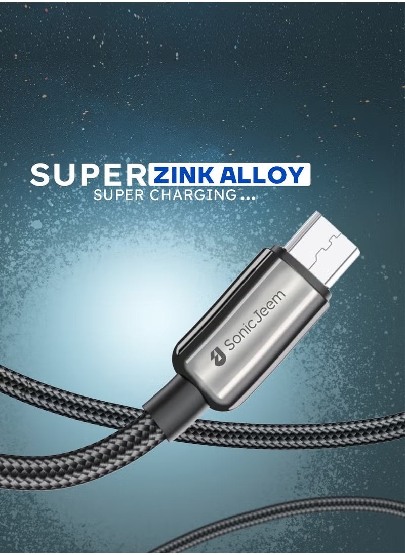 كيبل شحن سونيك جيم 120W USB-MICRO،كيبل شحن سريع ونقل بيانات،الطول1متر،أسود