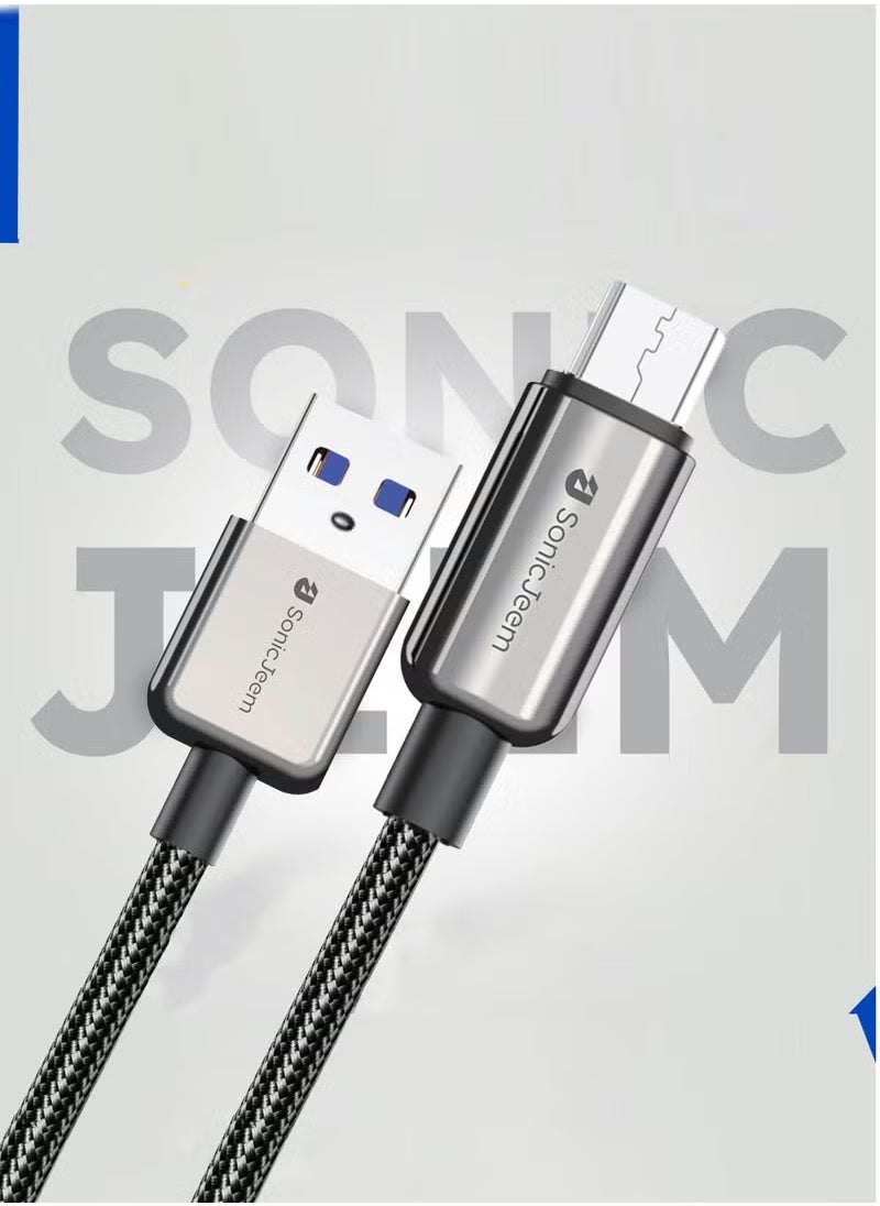 كيبل شحن سونيك جيم 120W USB-MICRO،كيبل شحن سريع ونقل بيانات،الطول1متر،أسود