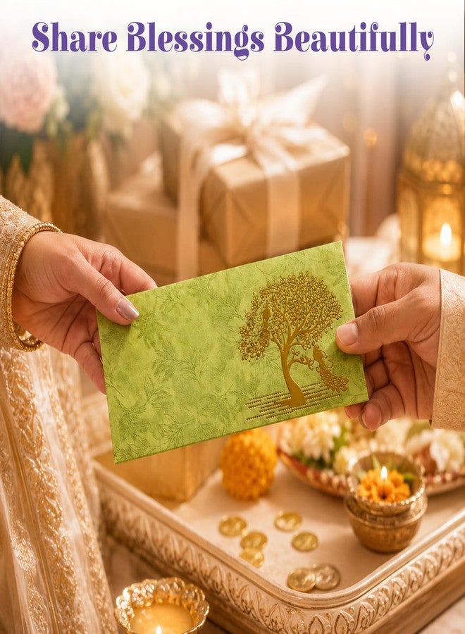 LOVENSPIRE مغلفات نقود (7 × 3 بوصة) بتصميم شجرة طاووس مزخرف، هدية شاجون ليفافا لحفلات الزفاف الهندية وأعياد الميلاد | حامل هدايا نقدية ومنظم مدخرات منزلي متعدد الألوان 25 - Image 5