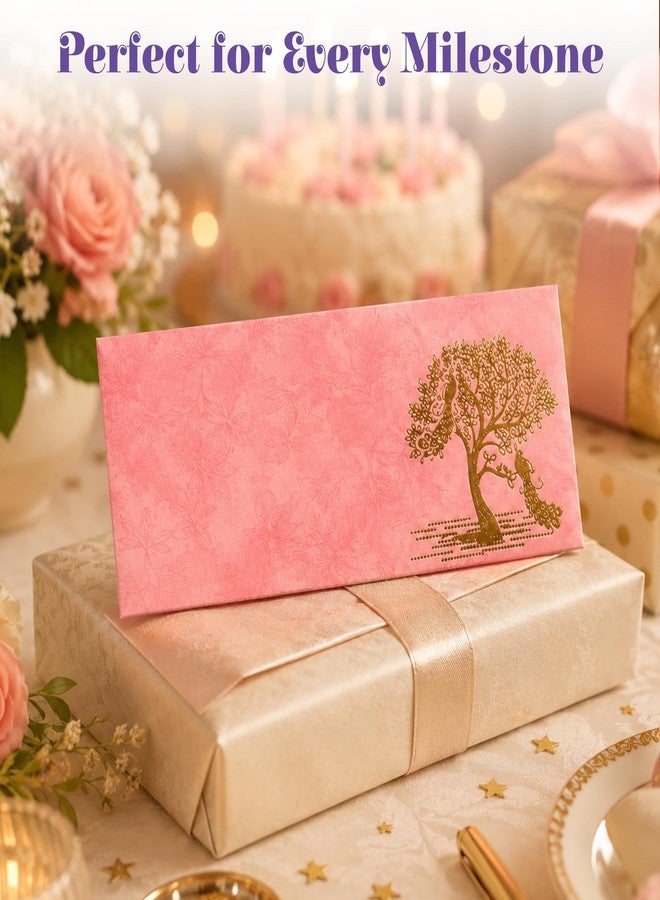 LOVENSPIRE مغلفات نقود (7 × 3 بوصة) بتصميم شجرة طاووس مزخرف، هدية شاجون ليفافا لحفلات الزفاف الهندية وأعياد الميلاد | حامل هدايا نقدية ومنظم مدخرات منزلي متعدد الألوان 25 - Image 2