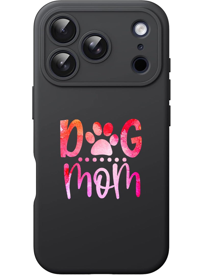 Theodor Protective Slim Fit Case Liquid Silicone Cover with Full Body Protection Anti-Scratch Shockproof Case For Apple iPhone 17 Pro Max (Black) Dog mom - Image 1