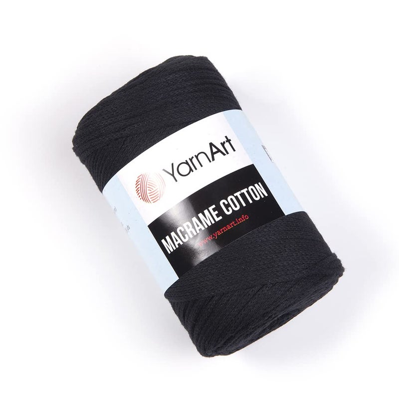 YarnArt Macrame Cotton 80 Cotton 20 Polyamide Macrame Cord Medium Weight 88 oz 250g 246 yds Knitting Crochet Unique Macrame Crafts 750Black
