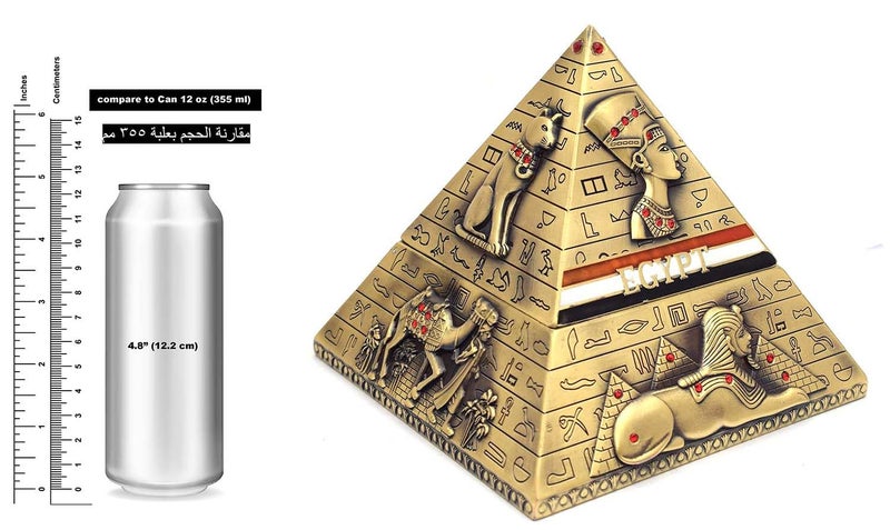 Immatgar Luxury Egyptian Jewelry Storage Box pyramids shape Pharaonic Pattern - premium Souvenir gifts for Women and Girls, Home Decor Piece (Burnt Yellow - 12 CM Height) - Image 3