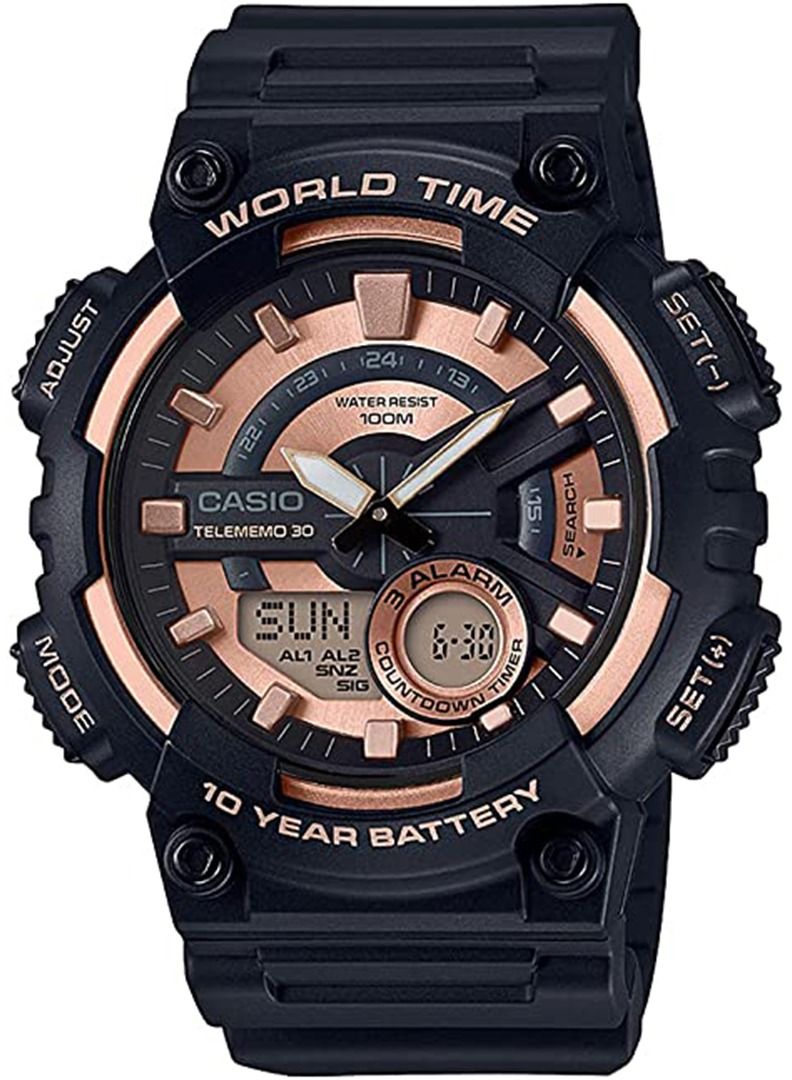 CASIO Men's Resin Analog & Digital Watch AEQ-110W-1A3VDF - 47 mm - Black - Image 1