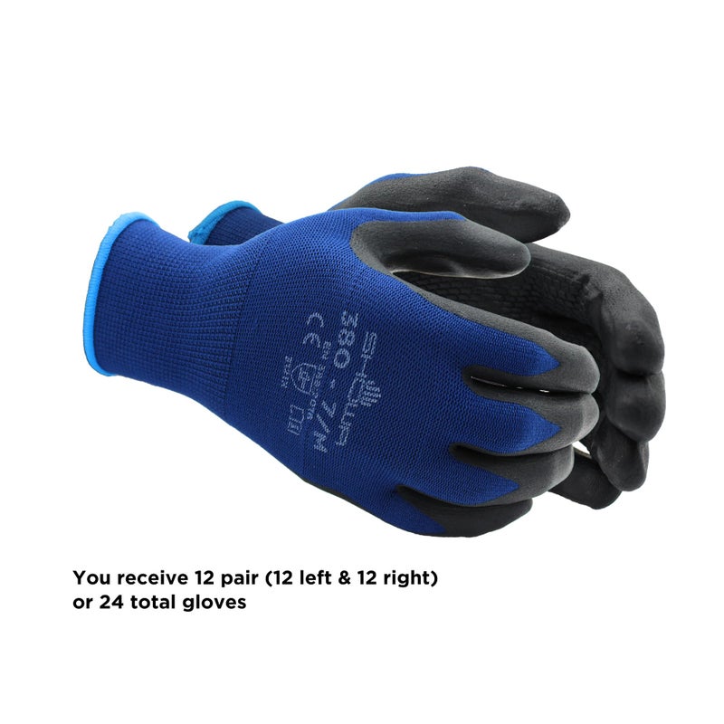 SHOWA SHOWA unisex adult Work general purpose safety glove, Blue, Small US  - Image 4