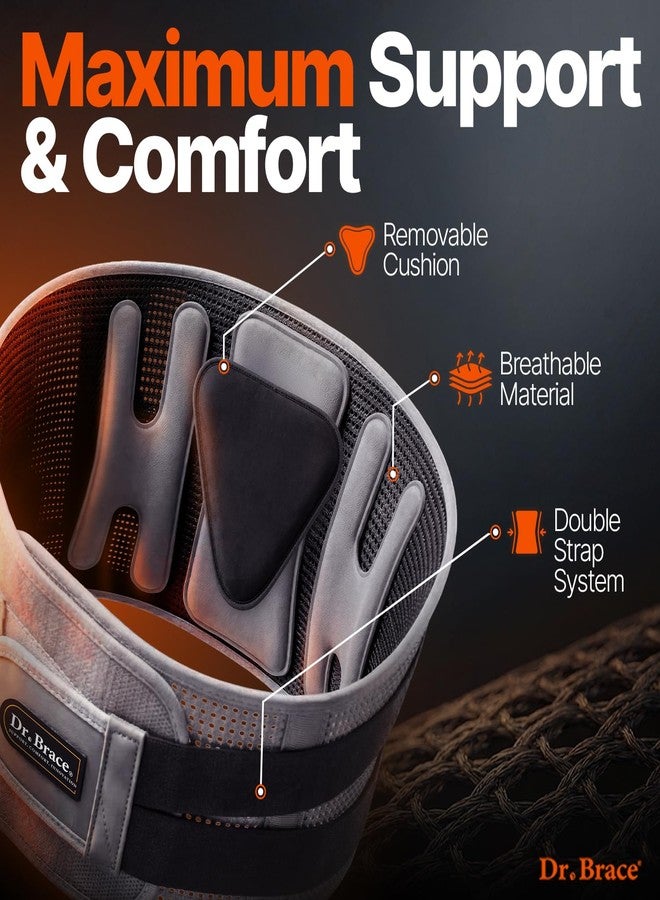 DR. BRACE® Lower Back Brace for Men & Women for Lower Back Pain Relief, Revolutionary Versatile Splints System & Removable Lumbar Pad, Adjustable & Breathable Back Support Brace (41.3-47.2″) - Image 4