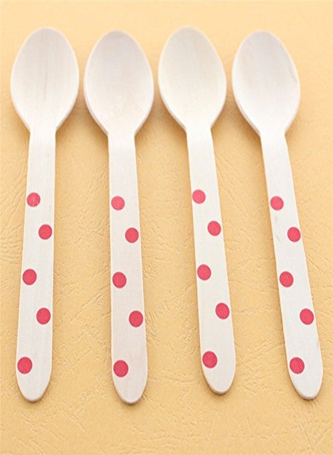 Funcart Wooden Cutlery Utensil 10Pcs Polka Dot Red Spoon - Image 3