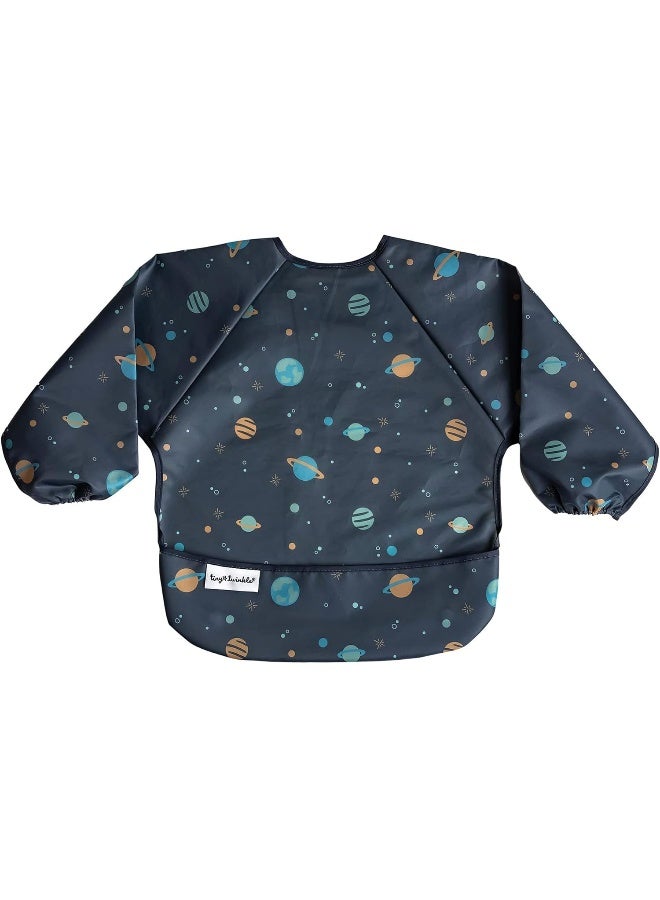 Tiny Twinkle Tiny Twinkle Mess Proof Baby Bib, Cute Full Sleeve Bib Outfit, Waterproof Bibs for Toddlers, Machine Washable, Tug Proof Closure, Baby Smock for Eating, Long Sleeved (Space, Large 2-4 Years)  - Image 1