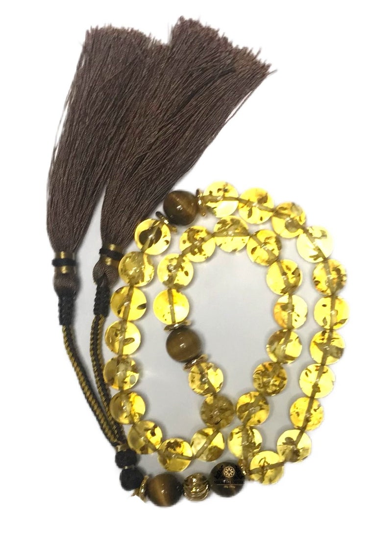 Miracle Empire Original Amber Seeds Prayer Beads 33 Kahramanbar Tiger Eye Vip Only Exclusive Design Brown Handmade Tassel  - Image 1