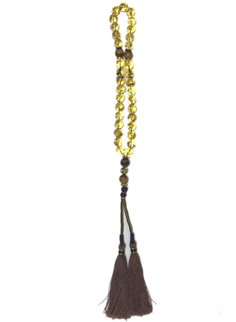 Miracle Empire Original Amber Seeds Prayer Beads 33 Kahramanbar Tiger Eye Vip Only Exclusive Design Brown Handmade Tassel  - Image 2