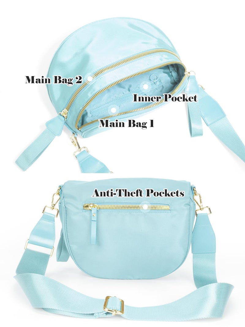 MEISEY Pure Colour Crossbody Bag Bum Bag for Women,Spacious Purse Fanny Packs Belt Bag,Oversized Bum Bag (Colour Bum Bag-Ice Blue) - Image 4