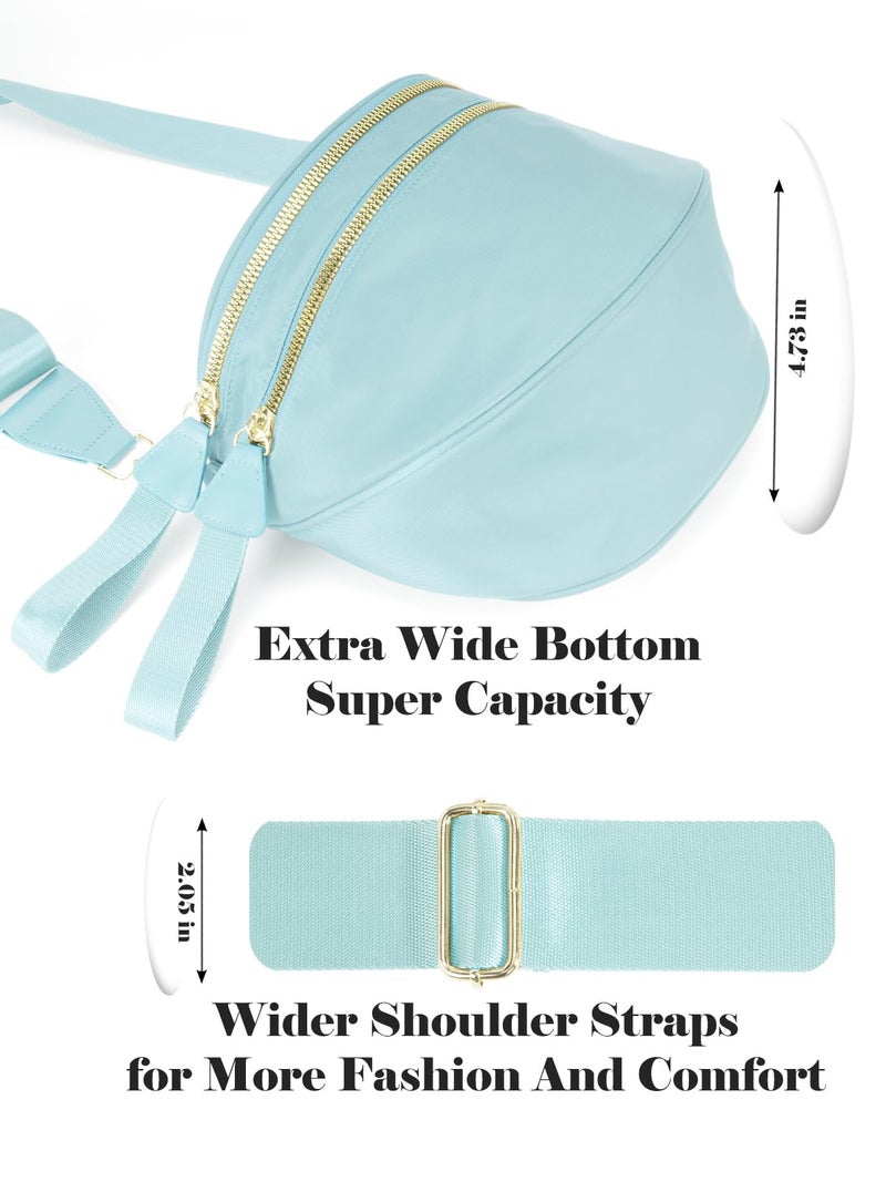 MEISEY Pure Colour Crossbody Bag Bum Bag for Women,Spacious Purse Fanny Packs Belt Bag,Oversized Bum Bag (Colour Bum Bag-Ice Blue) - Image 5