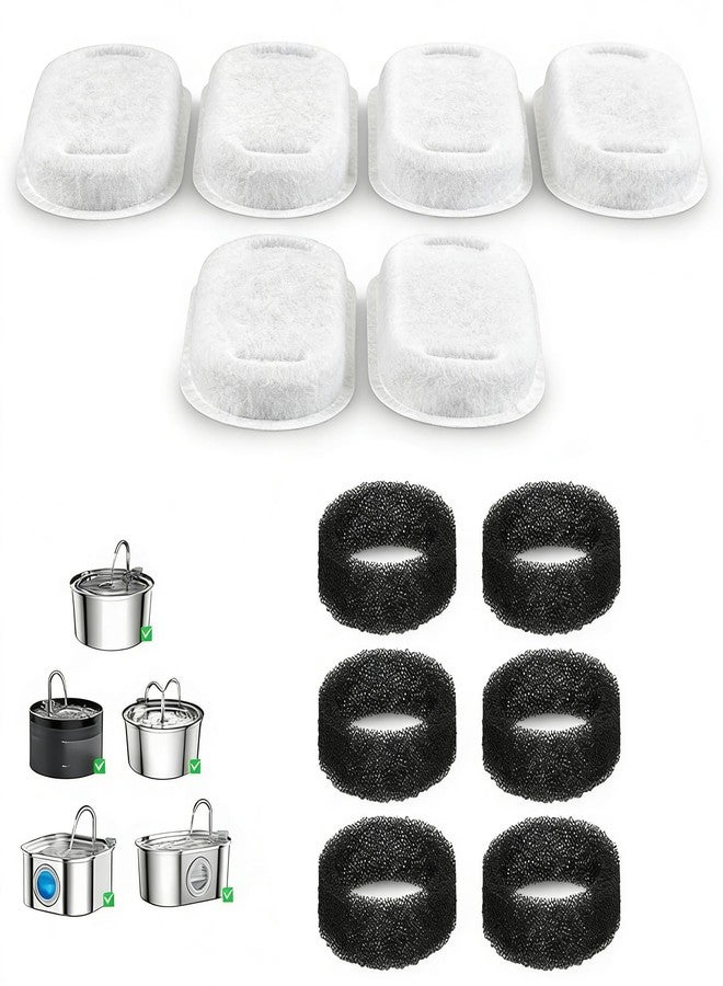 TecoKart 6-Pack Cat Water Fountain Filter for Pets, Cat Fountain Water Replacement Cartridges, 7.6x4.3cm Racing Track Design Compatible with Most Automatic Drinking Dispenser - Image 1