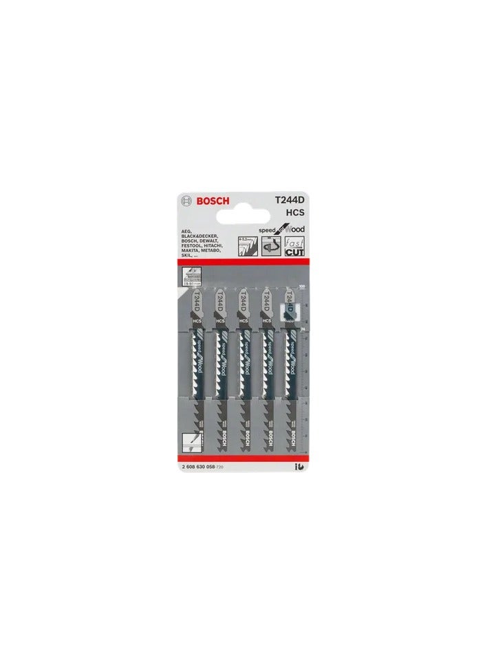 BOSCH Bosch T244D Jigsaw Blades Set for Wood, Circular and Coarse Cut, 5 Pieces – Code 2608630058  - Image 2