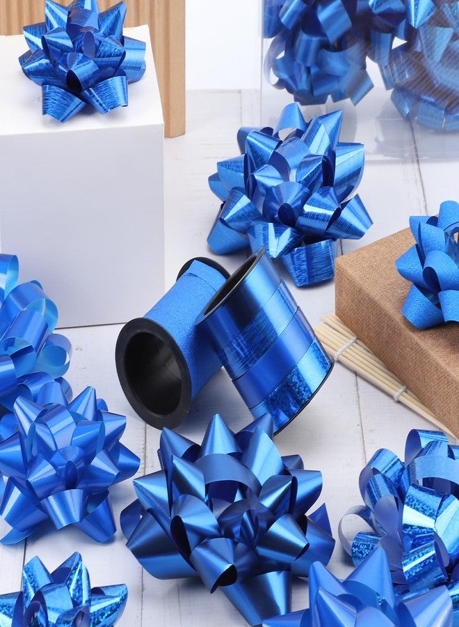 HCHENBOW 14 Pcs Gift Bows Assortment - Assorted Size Gift Bows and 2 Crimped Curling Ribbons, Perfect for Christmas, Holiday, Party (Blue) - Image 3