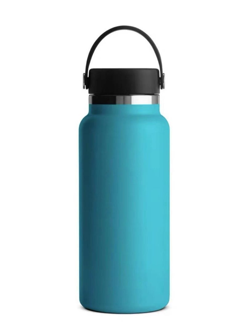 xozgdovg Thermos cup large capacity outdoor sports kettle Double vacuum 32oz peacock blue
