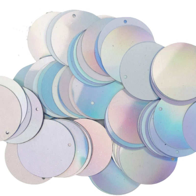 Silver holografic Loose Sequins Round Couture Sequin Paillettes for Embroidery Bridal Applique Arts Crafts and Embellishment 30mm