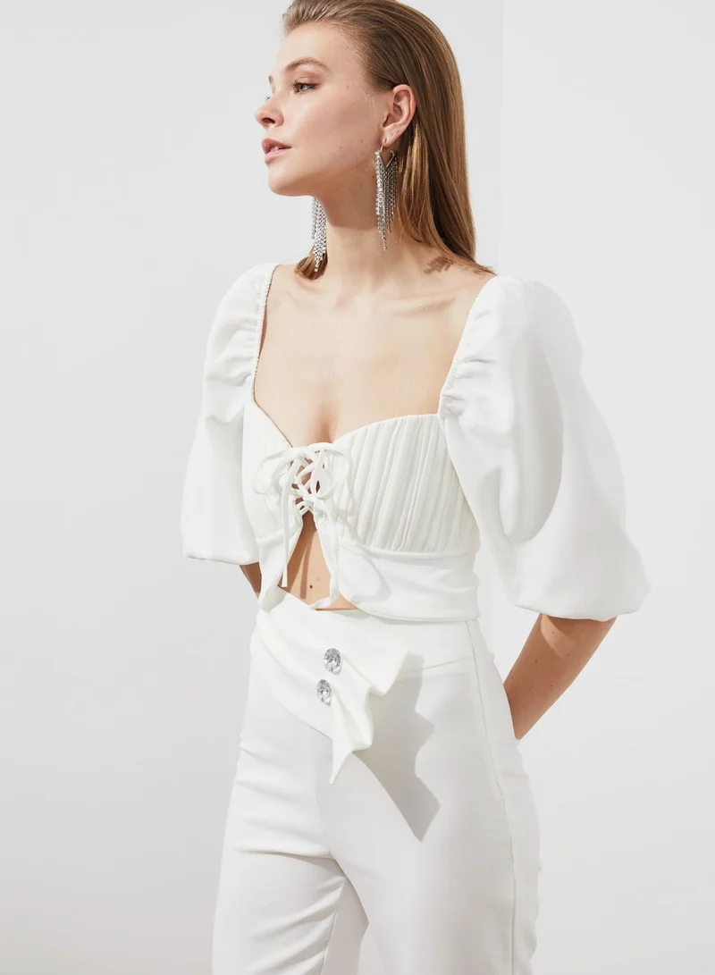 trendyol Lace Up Crop Top