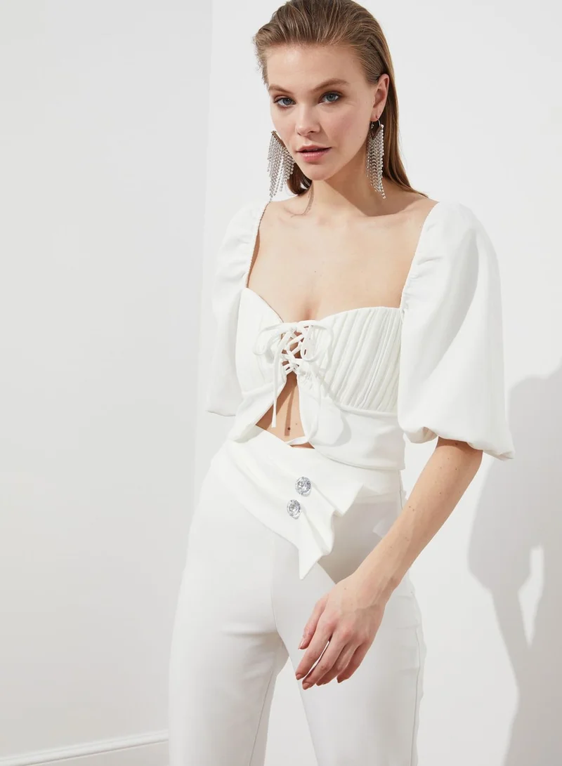 trendyol Lace Up Crop Top