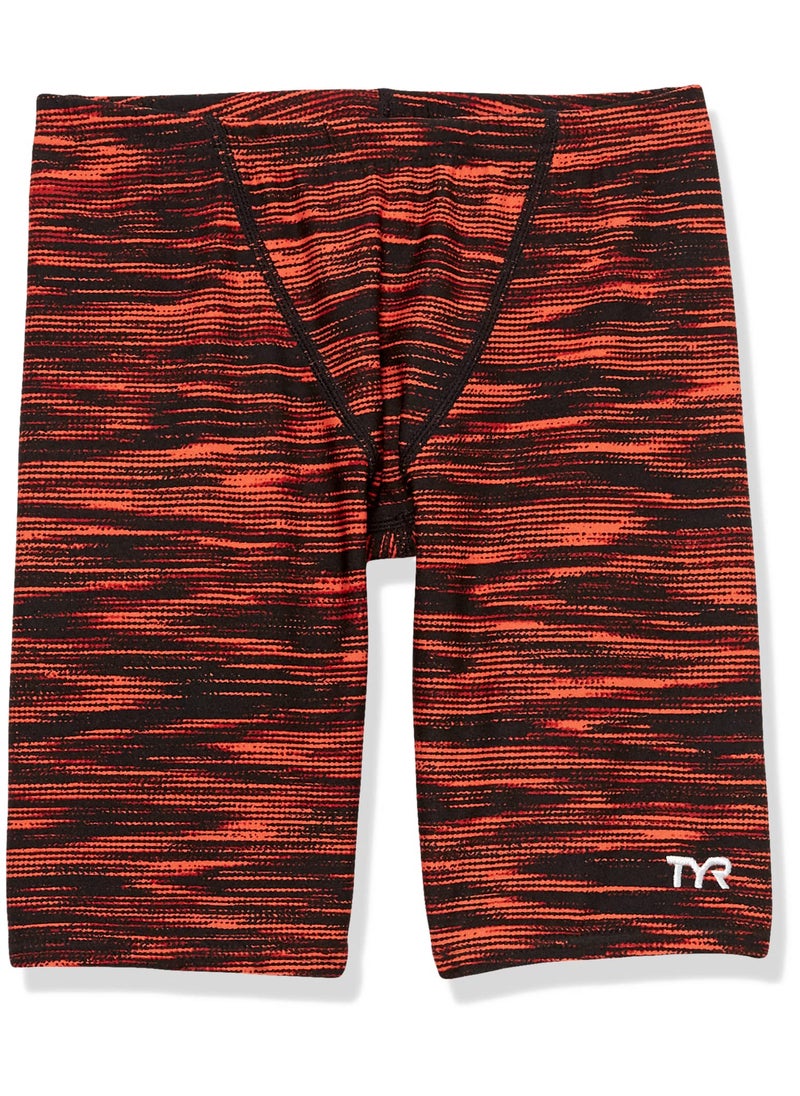 TYR TYR Boys' Standard Durafast Elite Jammer Swimsuit, Black/Orange, 22 