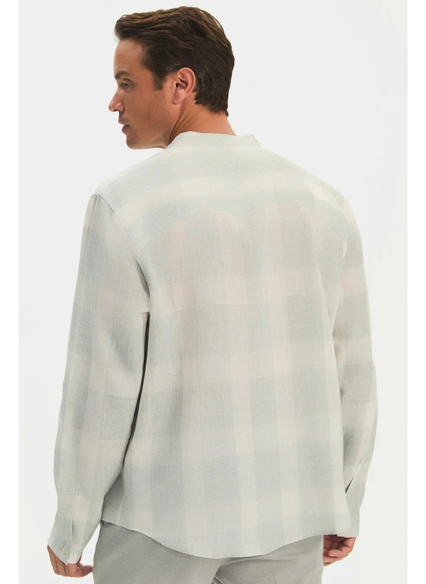 جون Exclusive Men's Regular Fit Linen Judge Collar Shirt