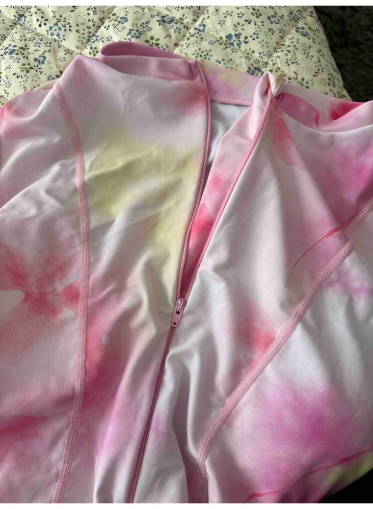 فيانسر بوركيني ملابس سباحة طقم مكوّن من 3 قطع أكمام طويلة مع تنورة ملفوفة طويلة تغطية كاملة أزياء محتشمة ملابس شاطئ محتشم بطبعة وردية إسلامي للمسلمات كلاسيكي ملابس عربية حماية من أشعة الشمس فوق البنفسجية بدلة غوص بدلة ركوب الأمواج سريع الجفاف زي سباحة شيفون بسحاب بنطال طويل - Image 5