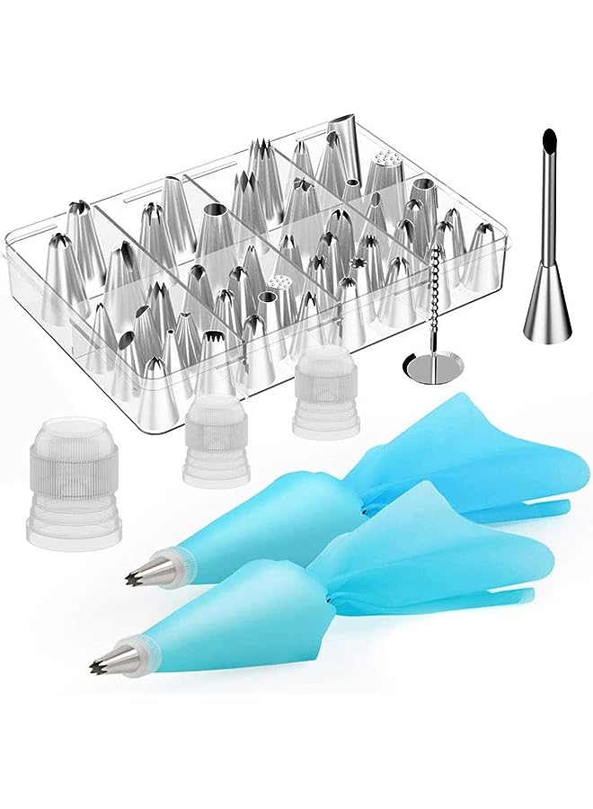Raxoom in 1 Cake Decorating Supplies, 35 Piping Tips, 13 Large Icing Sets, 2 Reusable Silicone Pastry Bags, and 1 Flower Nail Decoration Kits Baking Accessories Tools for Cake, Cupcake - Image 1