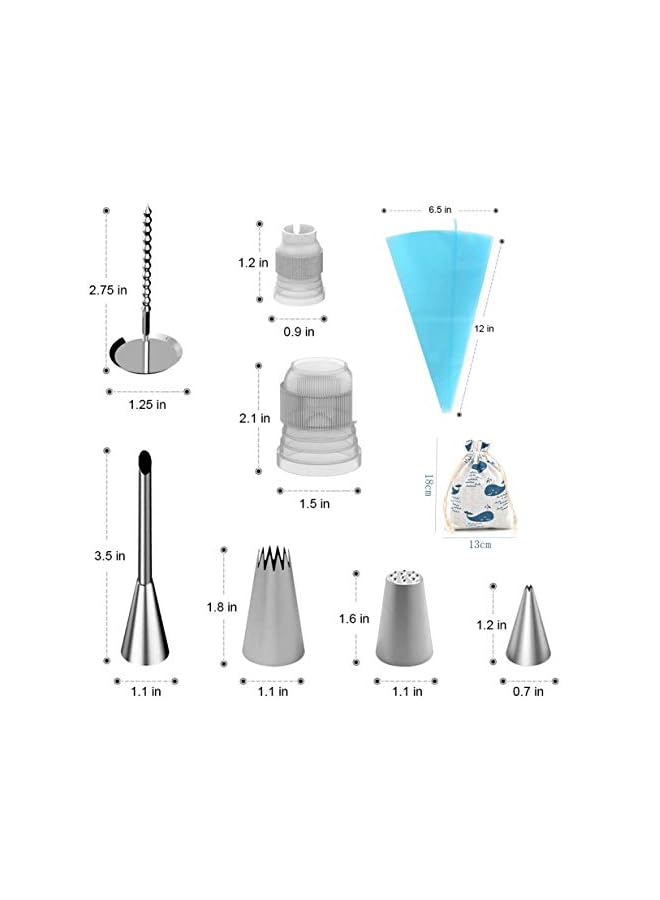 Raxoom in 1 Cake Decorating Supplies, 35 Piping Tips, 13 Large Icing Sets, 2 Reusable Silicone Pastry Bags, and 1 Flower Nail Decoration Kits Baking Accessories Tools for Cake, Cupcake - Image 2