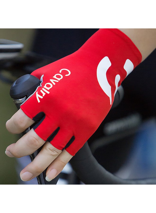 Cavalry Bicycle Gloves, Wind-resistant, Half-finger, For Mountain And Road Bikes, Shock-absorbing, Cycling Gear, Fluorescent Yellow, XL - Image 2