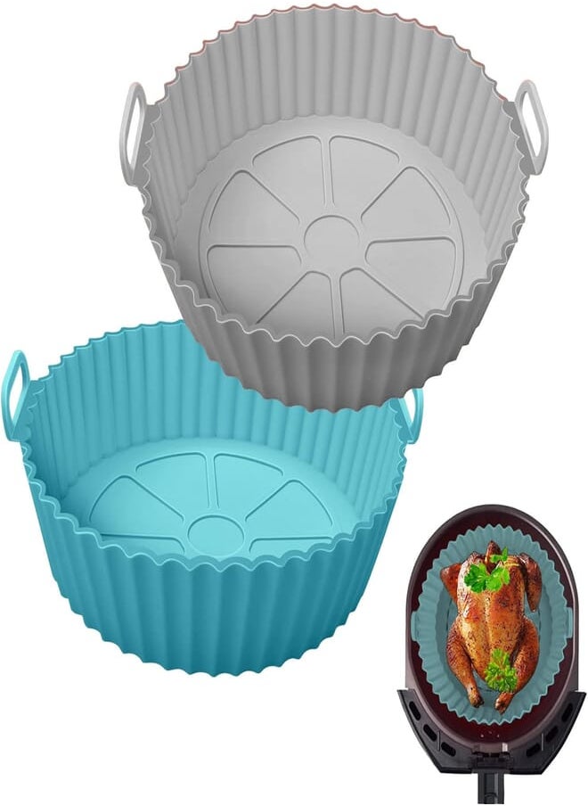 Fresh Fresh 2 Pack Silicone Air Fryer Liners, Reusable Air Fryer Liners, 7.8 Inch Air Fryer Tools Replacement for Paper Liner and Parchment Paper, Suitable for 3.6QT to 6.8QT Electric Fryer 