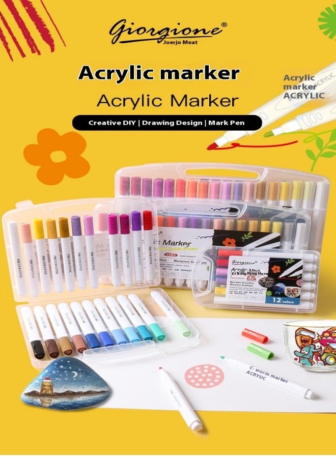 Giorgione 24-Color Set of Acrylic Markers – Washable Water-Based Soft Tip Pens for Vibrant, Durable Artwork - Image 1