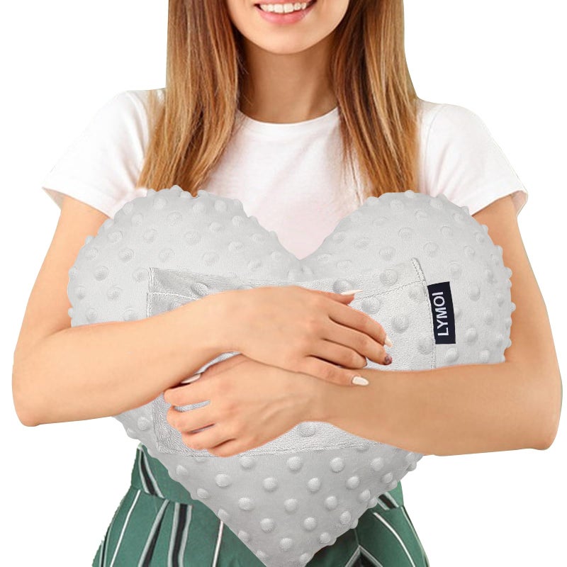 LYMOI Heart Pillow for After Heart Surgery Heart Surgery Recovery Pillow with Pocket Chest Pillow After Open Heart Surgery Must Haves Open Heart Surgery Recovery Gifts for Patients Minky Dot Gray