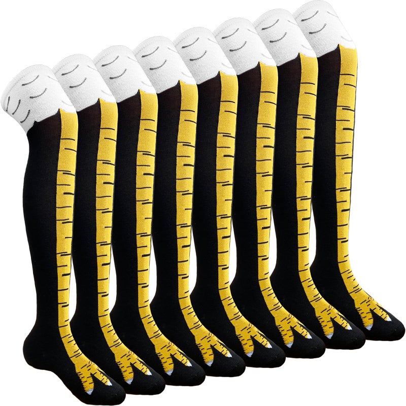 Xeehwb 4 Pair Funny Chicken Legs SocksNovelty KneeHigh Turkey Socks3D Animal Paw Sock Funny Gifts for Birthday Party Thanksgiving Christmas - Image 2