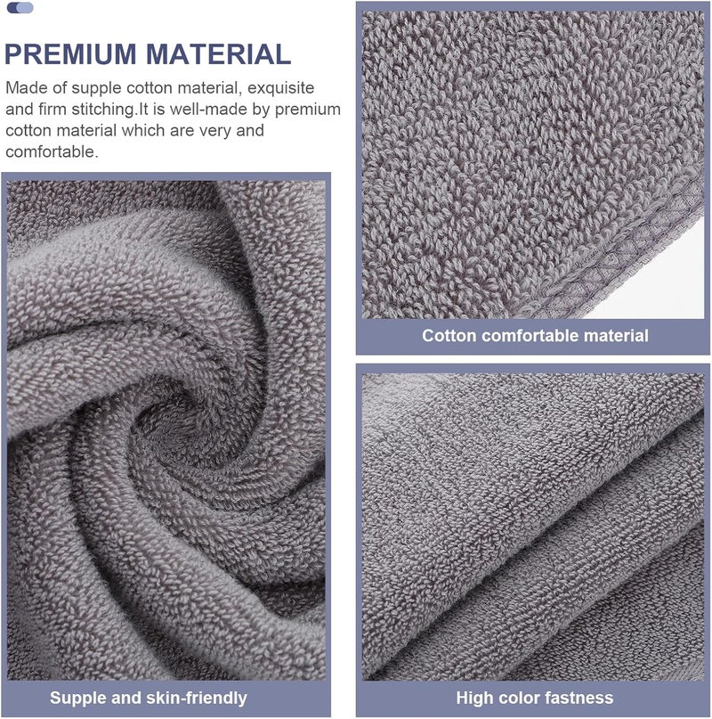 Zerodeko Cotton Facecloth Washcloth Towel Thickened Absorbent Grey Home Use Facial Bathroom Towel Soft - Image 3